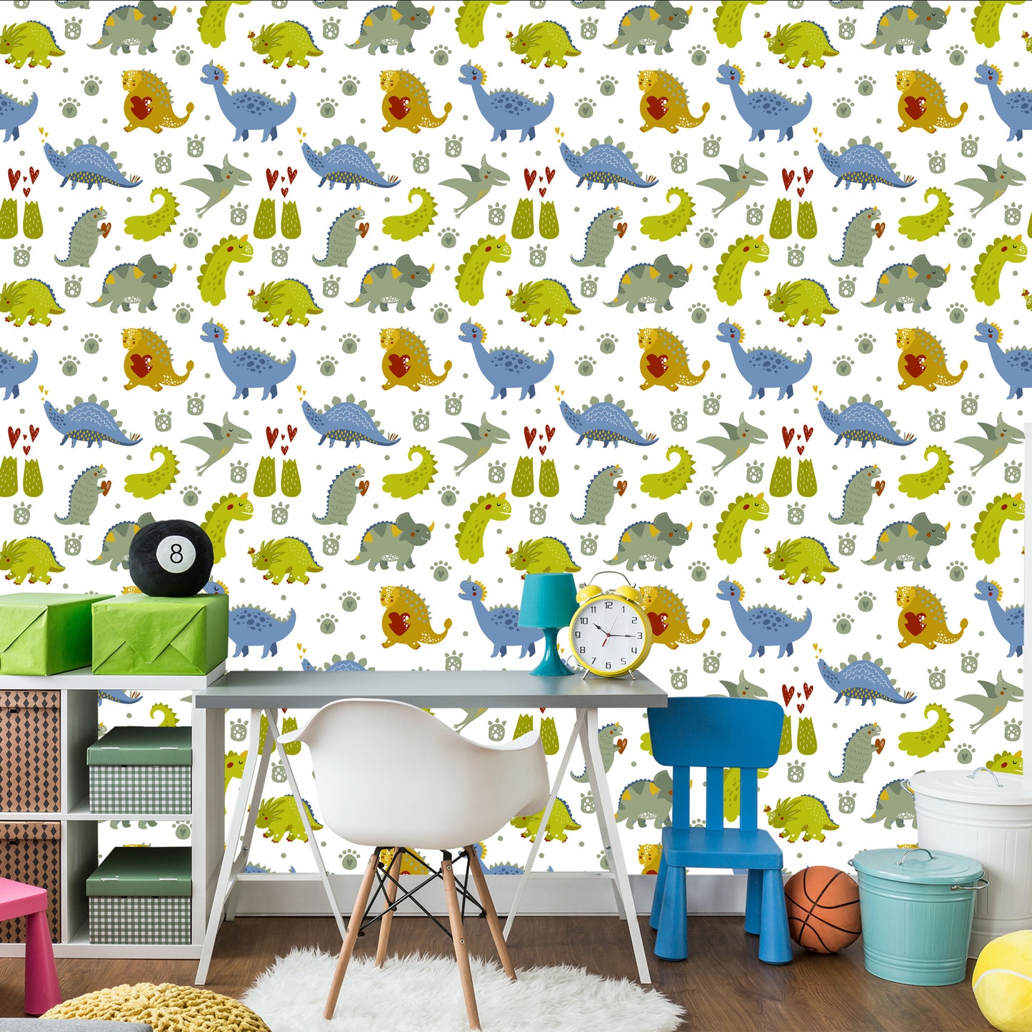 Wallpaper Dinosaurs Heart Dots