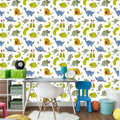 Wallpaper Dinosaurs Heart Dots