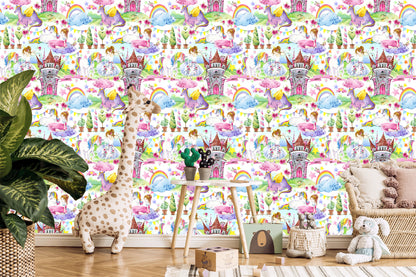 Wallpaper For A Baby's Room Dragons Unicorns From Fairy Tales
