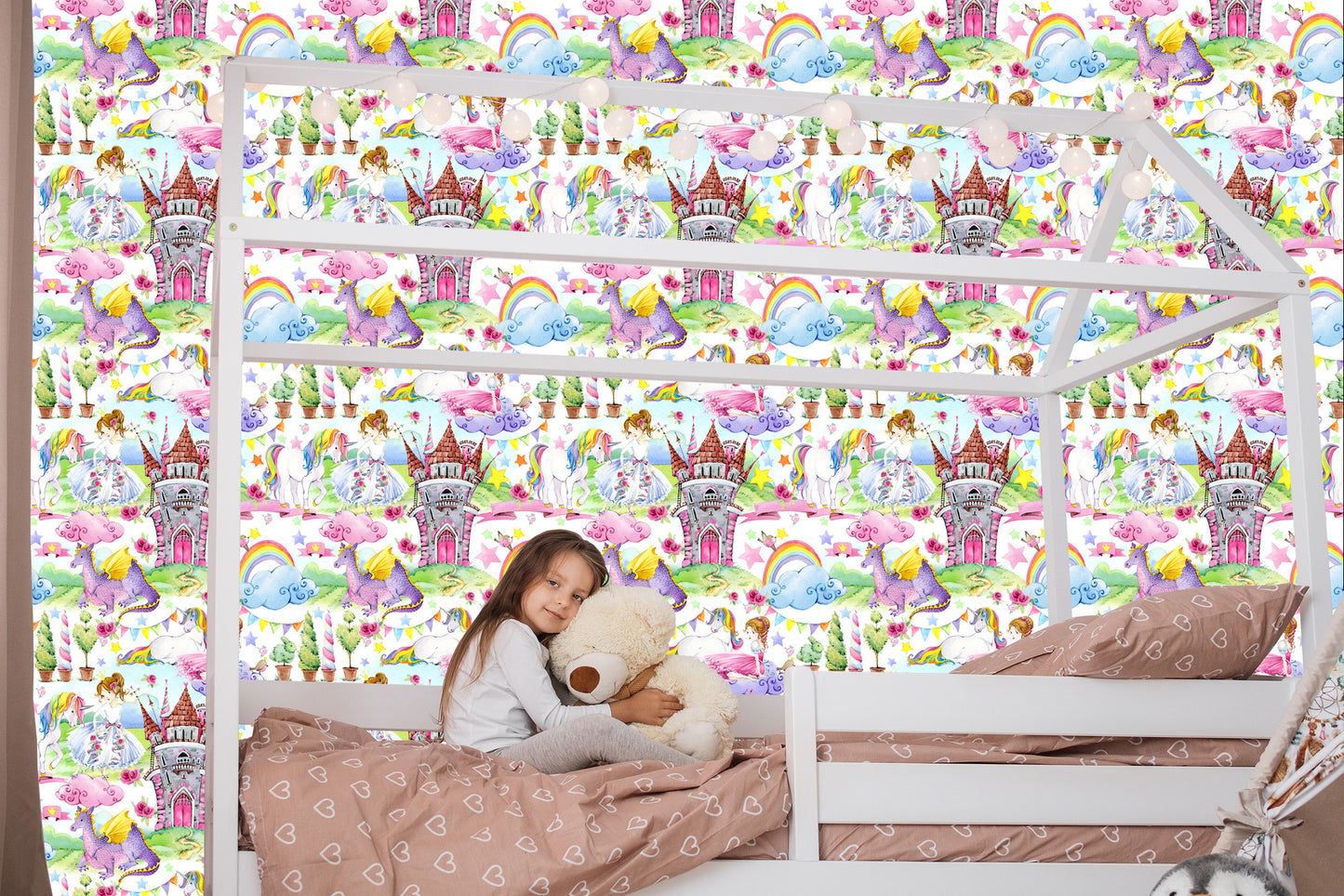 Wallpaper For A Baby's Room Dragons Unicorns From Fairy Tales