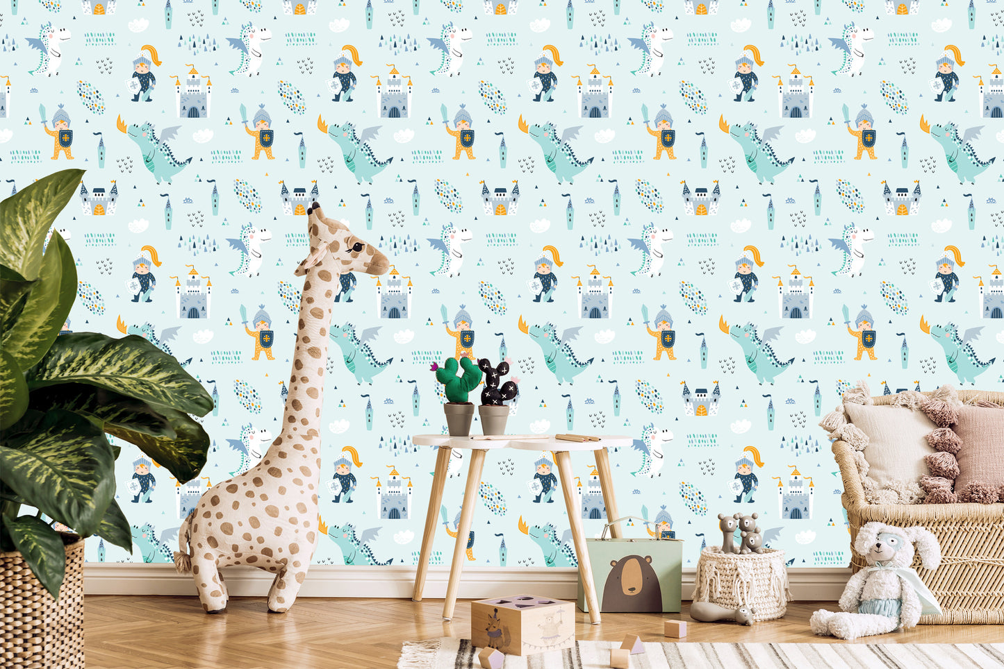 Wallpaper Castle Dragons Knights From A Fairy Tale For A Boy