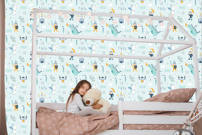 Wallpaper Castle Dragons Knights From A Fairy Tale For A Boy