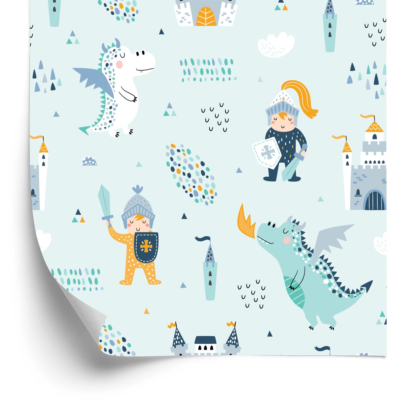Wallpaper Castle Dragons Knights From A Fairy Tale For A Boy