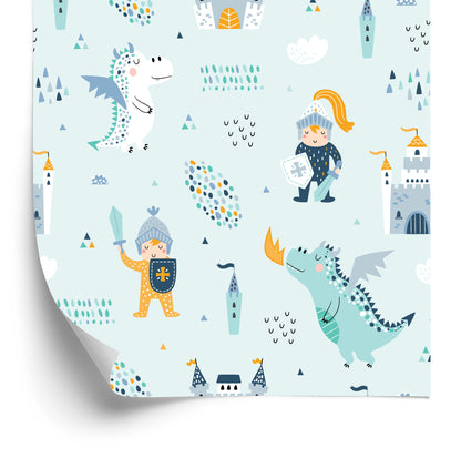 Wallpaper Castle Dragons Knights From A Fairy Tale For A Boy