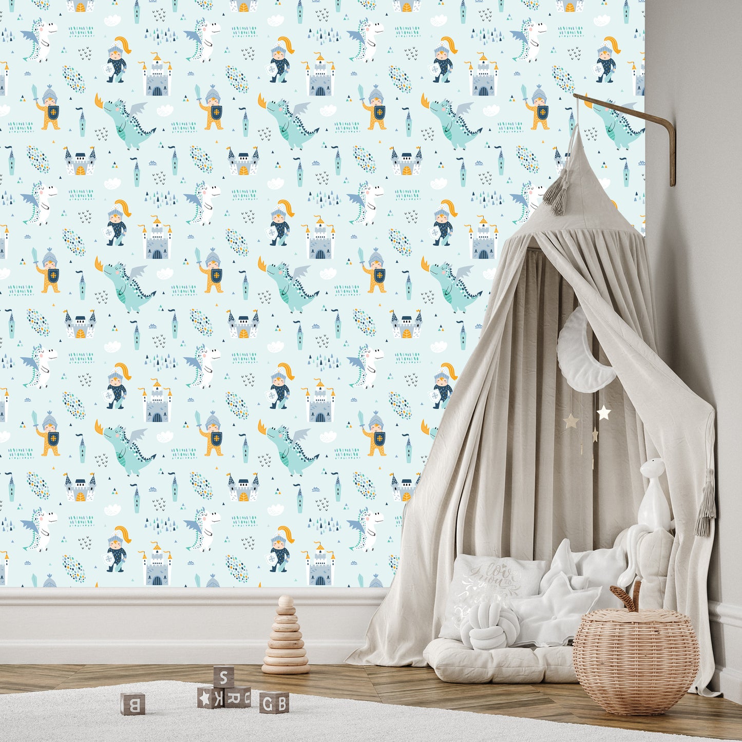 Wallpaper Castle Dragons Knights From A Fairy Tale For A Boy