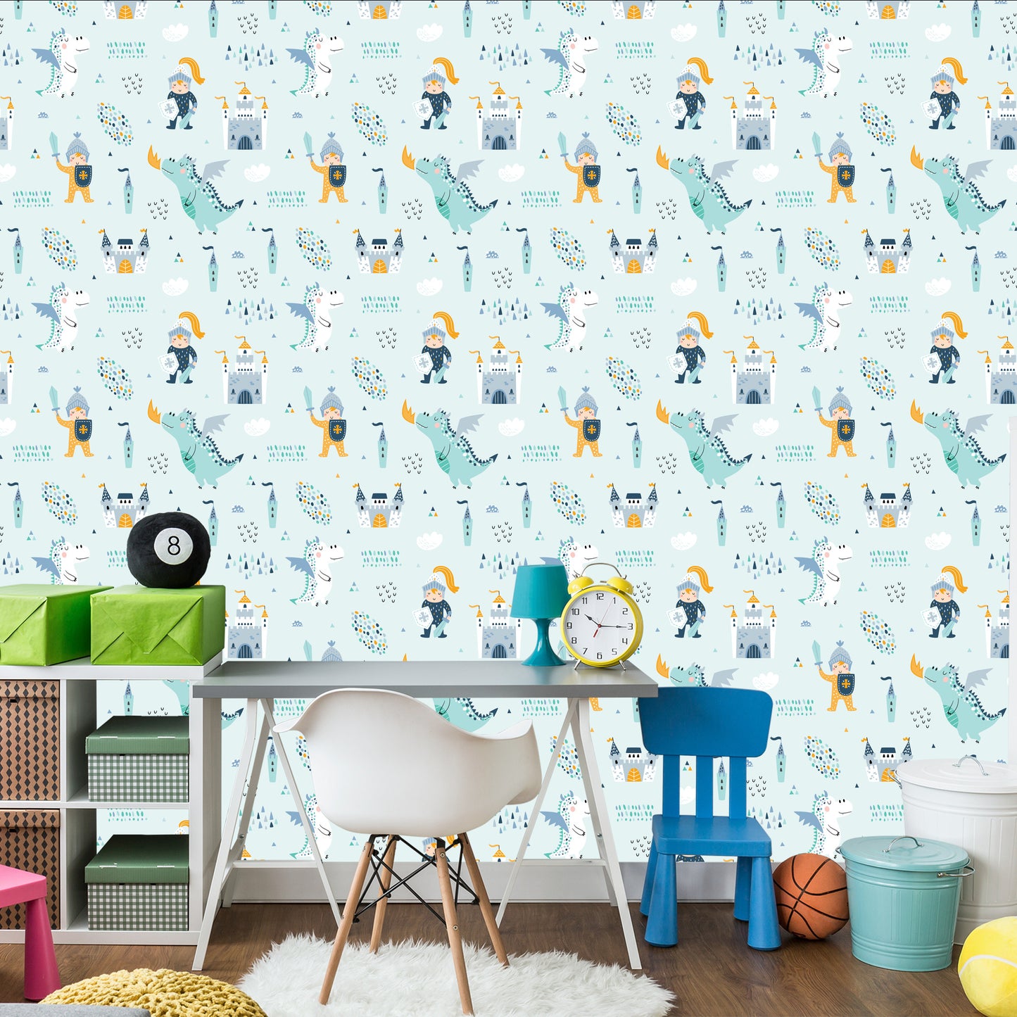 Wallpaper Castle Dragons Knights From A Fairy Tale For A Boy