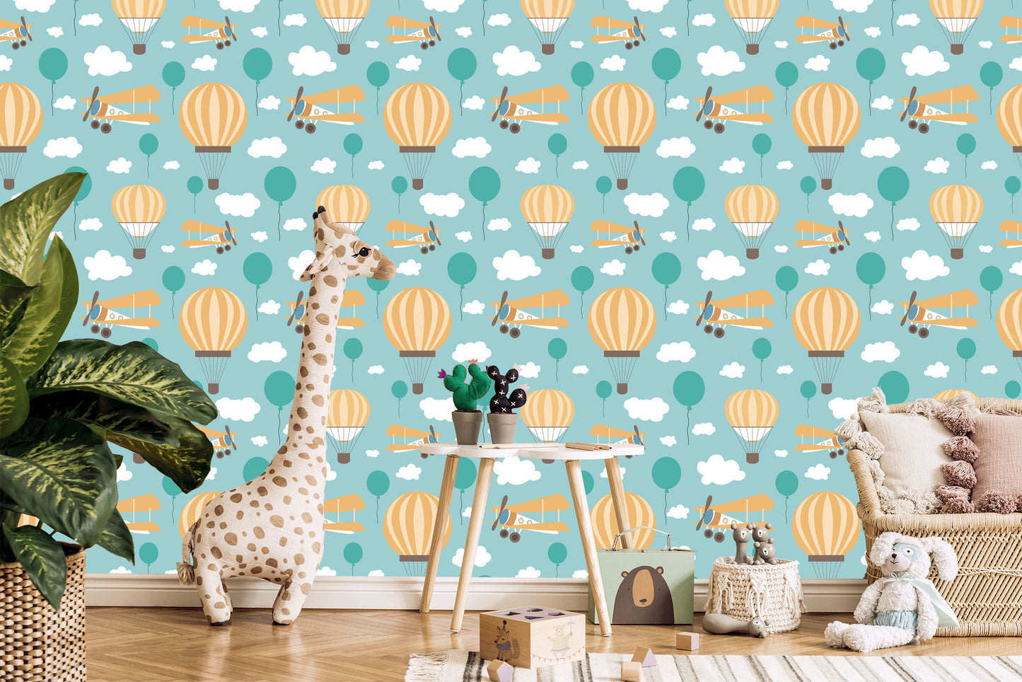 Wallpaper For Children, Balloons, Clouds, Airplanes, Sky