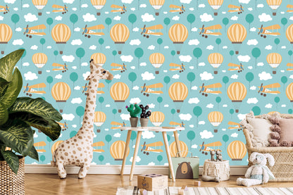 Wallpaper For Children, Balloons, Clouds, Airplanes, Sky