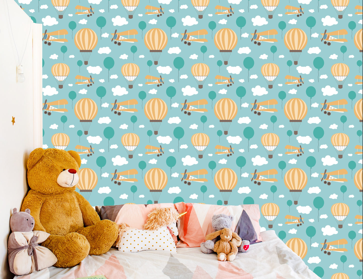 Wallpaper For Children, Balloons, Clouds, Airplanes, Sky
