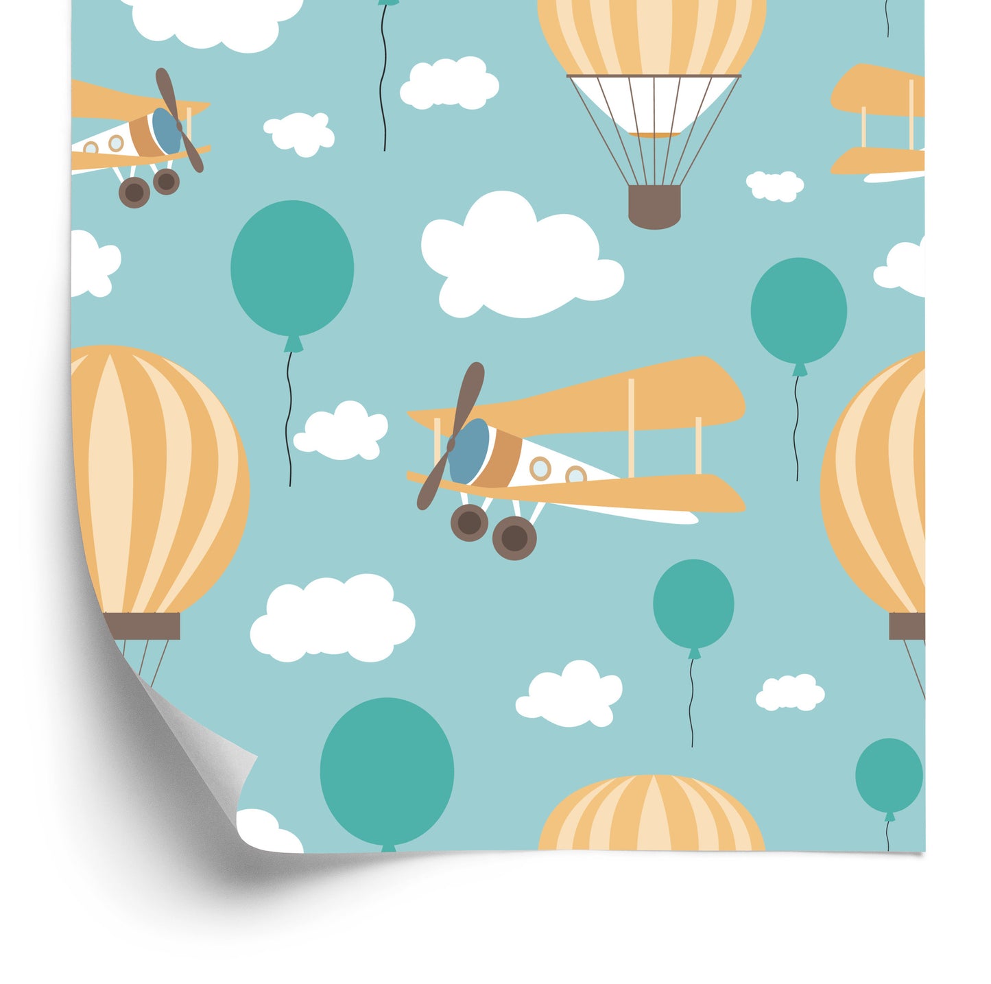 Wallpaper For Children, Balloons, Clouds, Airplanes, Sky