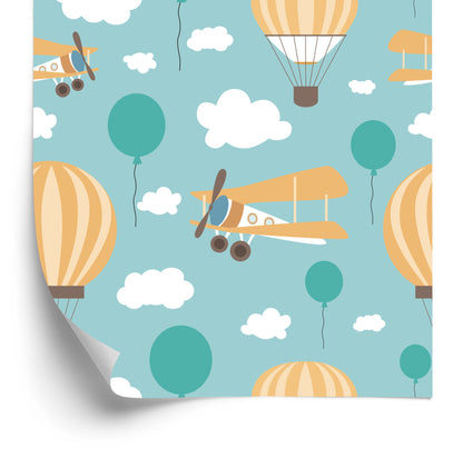 Wallpaper For Children, Balloons, Clouds, Airplanes, Sky