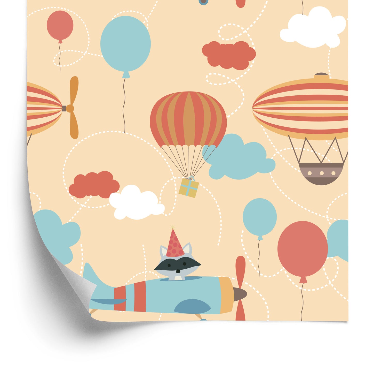 Wallpaper Balloons On A Background Of Airplanes