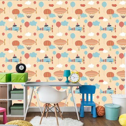 Wallpaper Balloons On A Background Of Airplanes