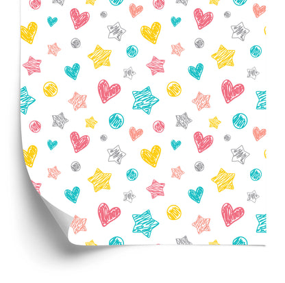 Wallpaper For Children - Stylish Stars, Hearts And Polka Dots