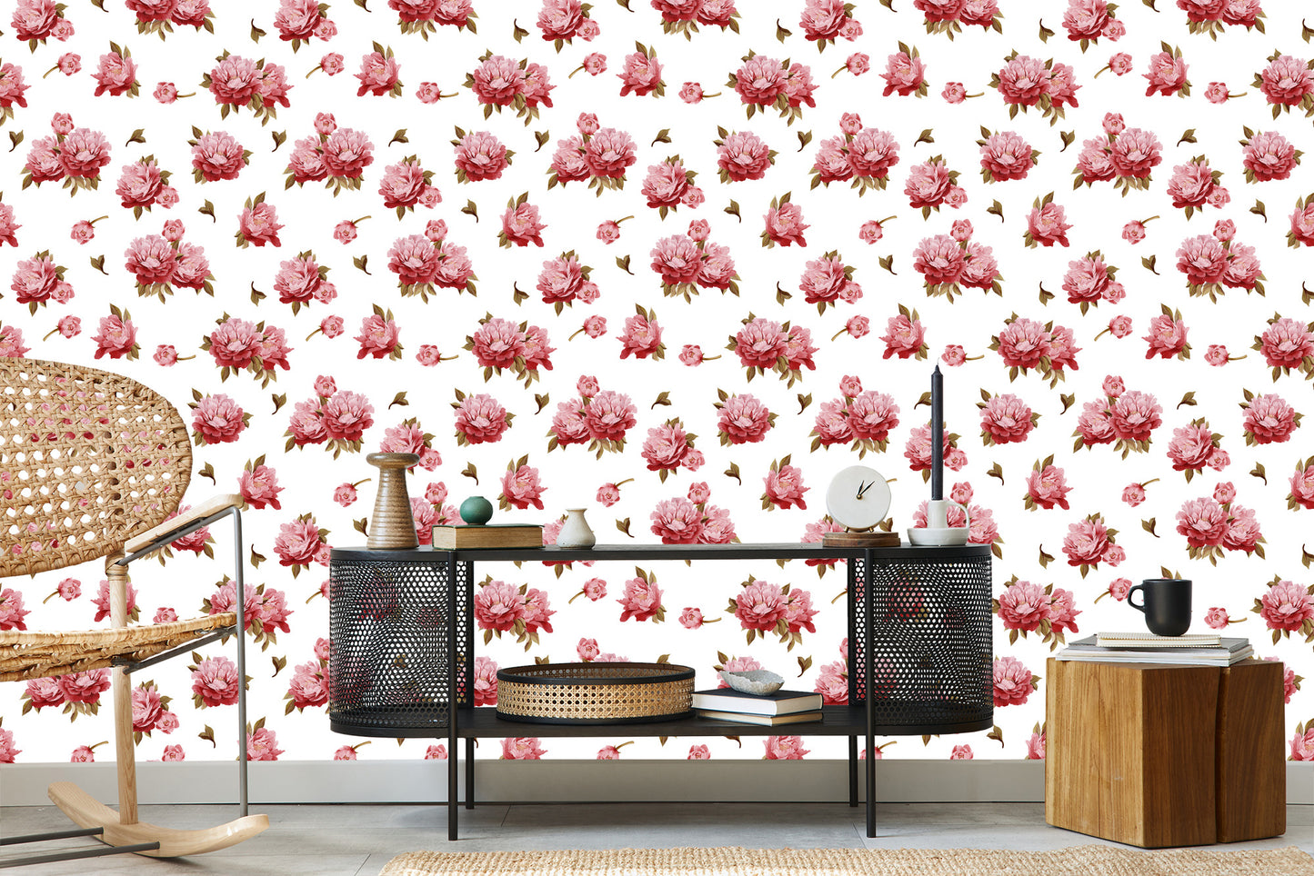 Wallpaper Colorful Peonies - Watercolor