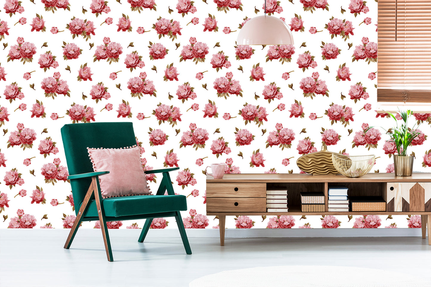 Wallpaper Colorful Peonies - Watercolor