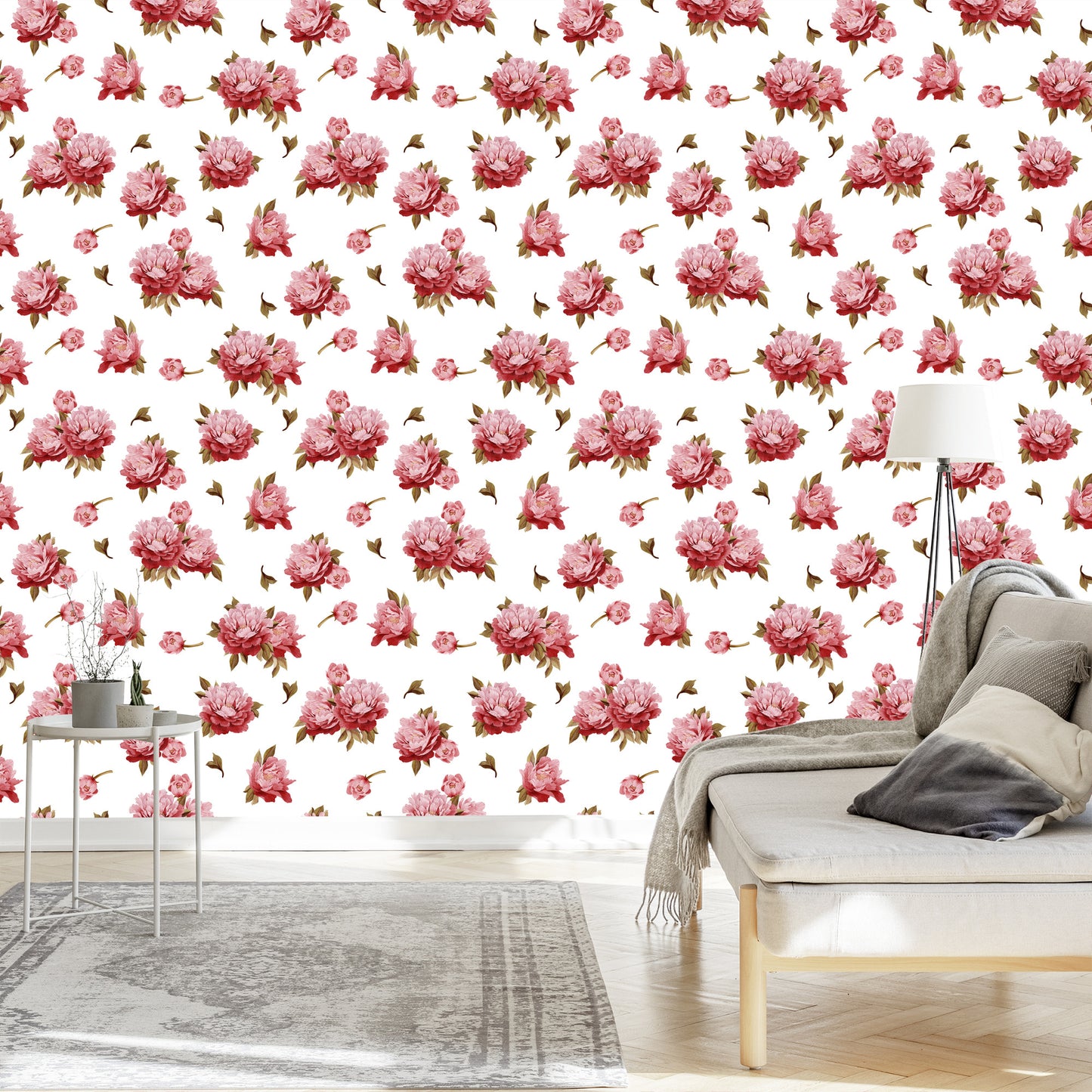 Wallpaper Colorful Peonies - Watercolor