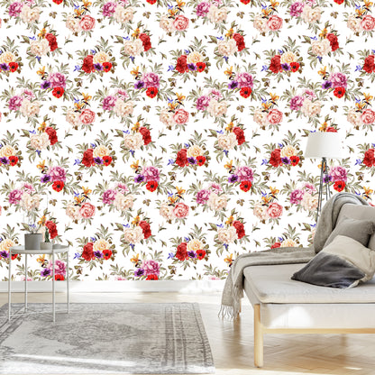 Wallpaper Colorful Peonies - Watercolor