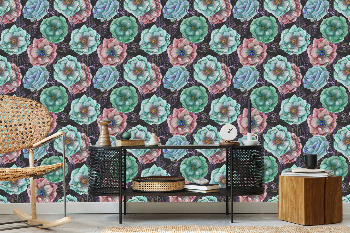 Wallpaper Colorful Anemones Painted With Watercolor