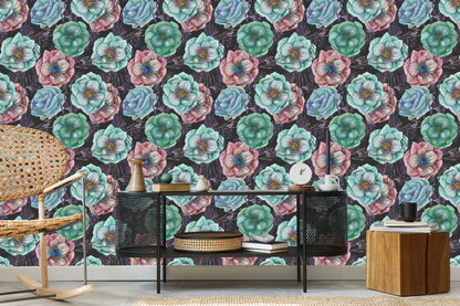Wallpaper Colorful Anemones Painted With Watercolor