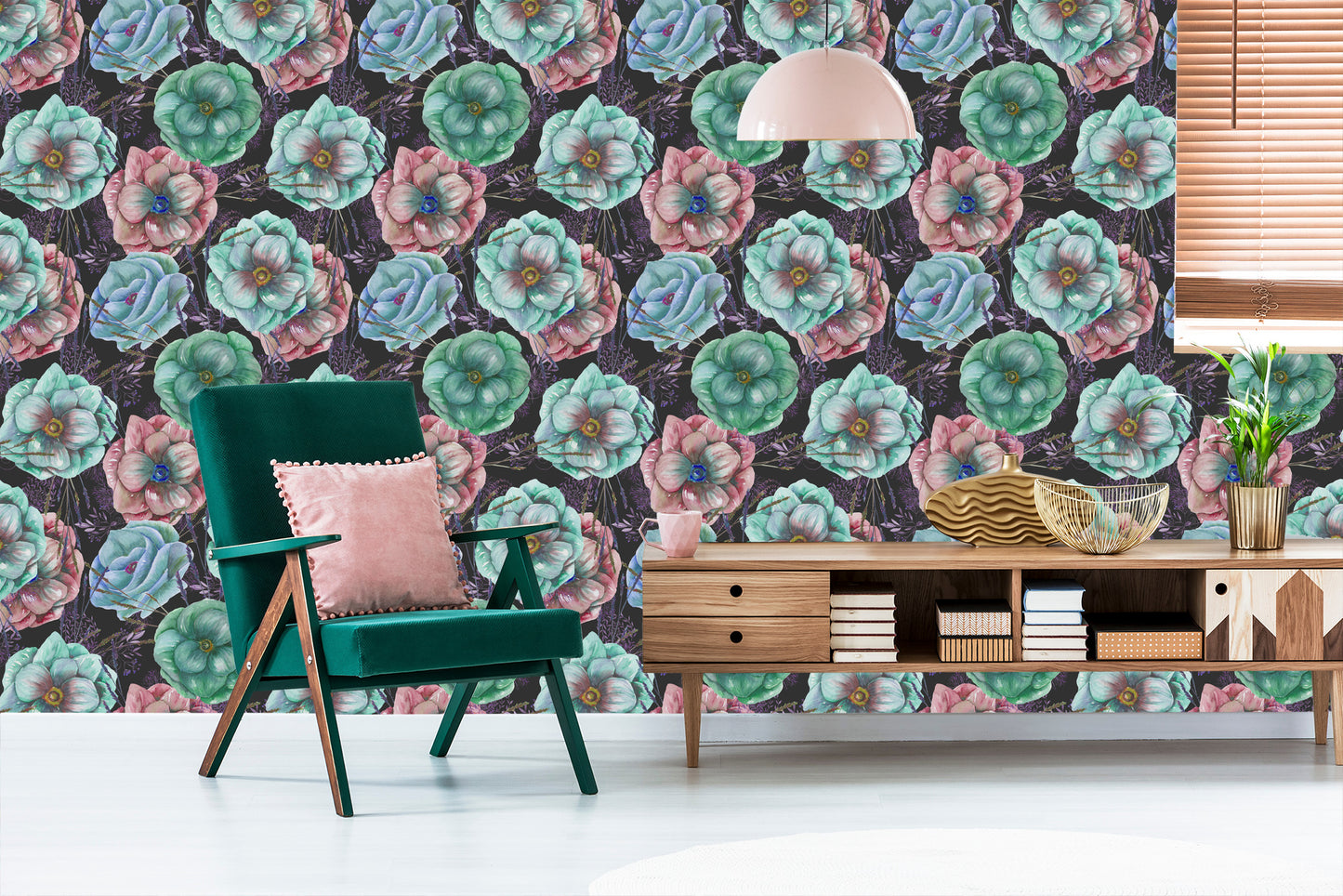 Wallpaper Colorful Anemones Painted With Watercolor