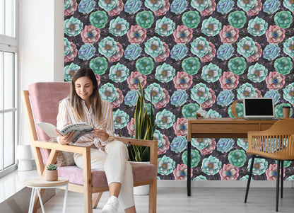 Wallpaper Colorful Anemones Painted With Watercolor