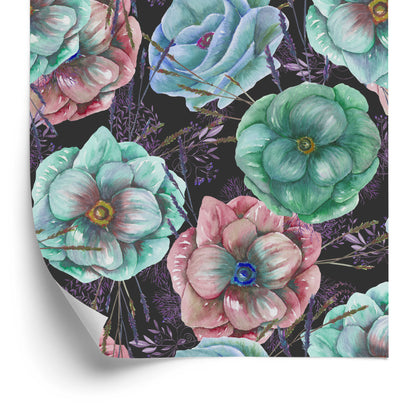 Wallpaper Colorful Anemones Painted With Watercolor
