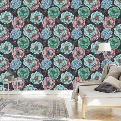 Wallpaper Colorful Anemones Painted With Watercolor