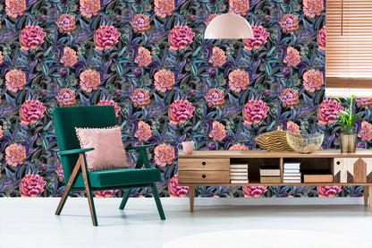 Wallpaper Beautiful Colorful Blooming Peonies Painted With Watercolors