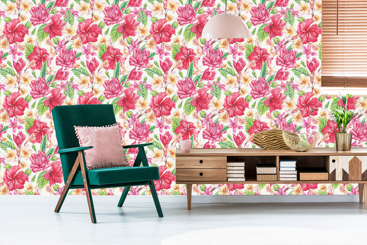 Wallpaper Colorful Exotic Flowers And Leaves