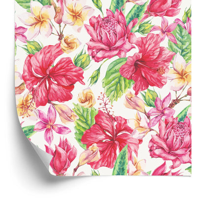Wallpaper Colorful Exotic Flowers And Leaves