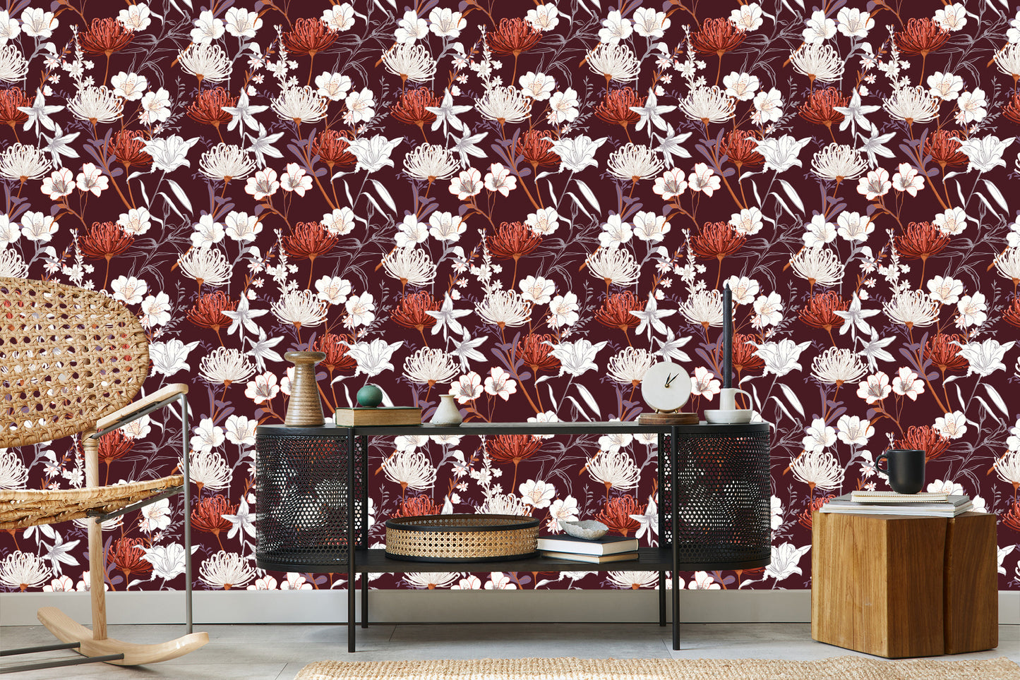 Wallpaper Wildflowers In Vintage Style