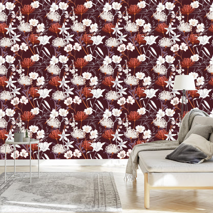 Wallpaper Wildflowers In Vintage Style