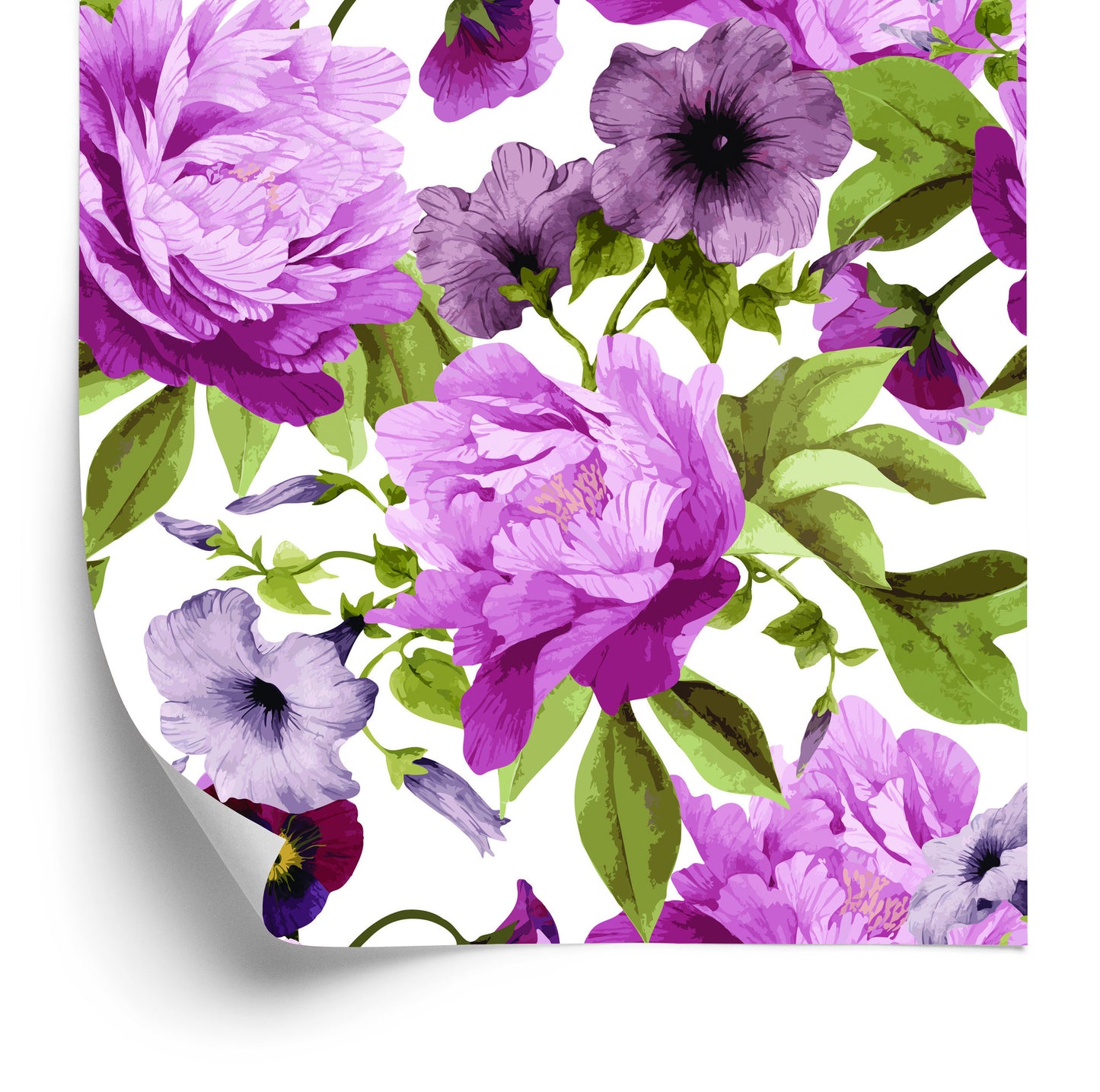 Wallpaper Pansies, Morning Glory And Peonies