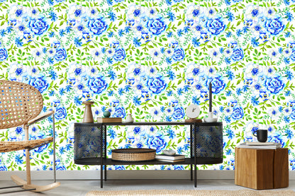 Wallpaper Roses, Buttercups, Cornflowers And Pansies