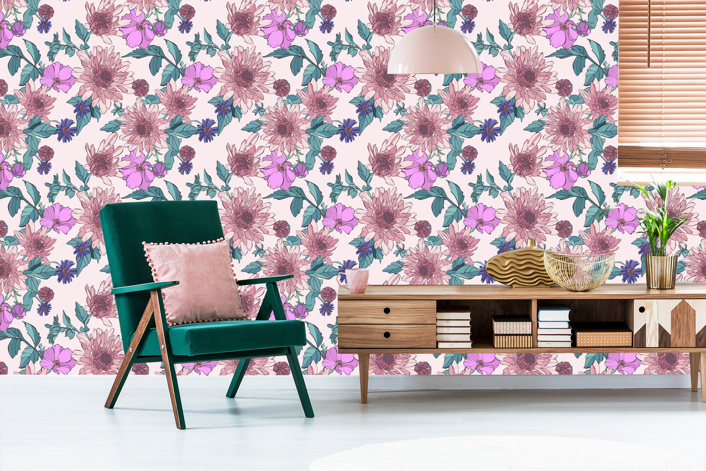 Wallpaper Asters Roses And Dahlias