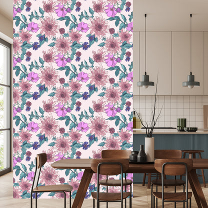 Wallpaper Asters Roses And Dahlias