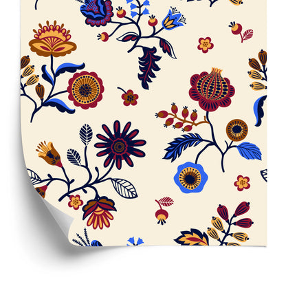Wallpaper Folk Floral Pattern