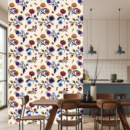 Wallpaper Folk Floral Pattern