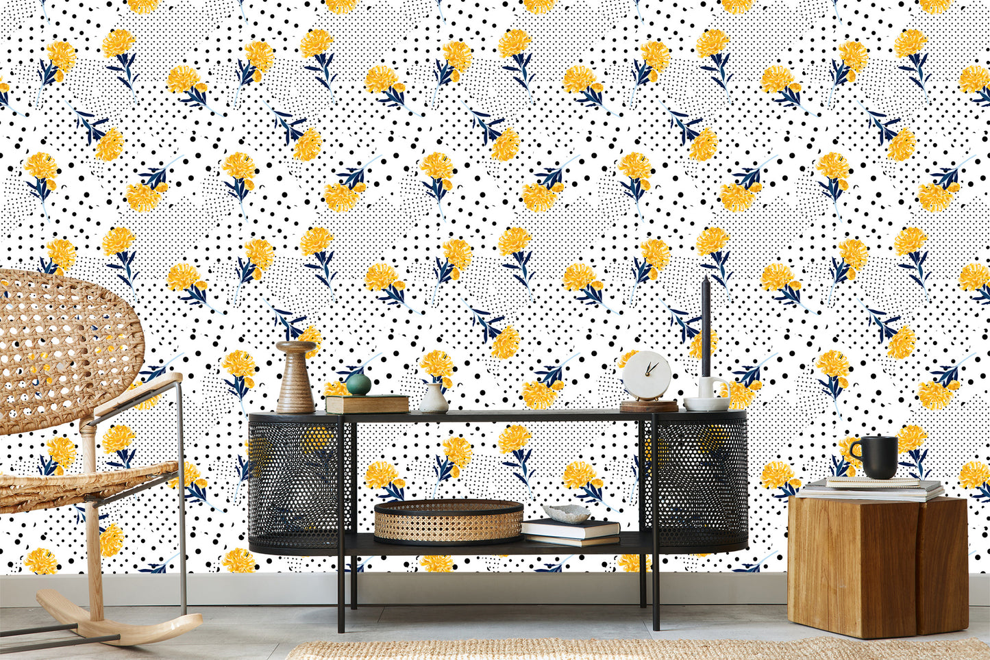 Wallpaper Flowers And Dots