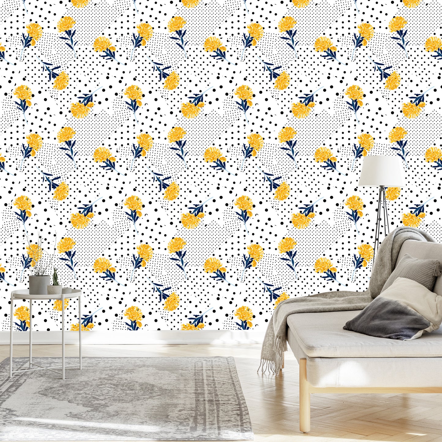 Wallpaper Flowers And Dots