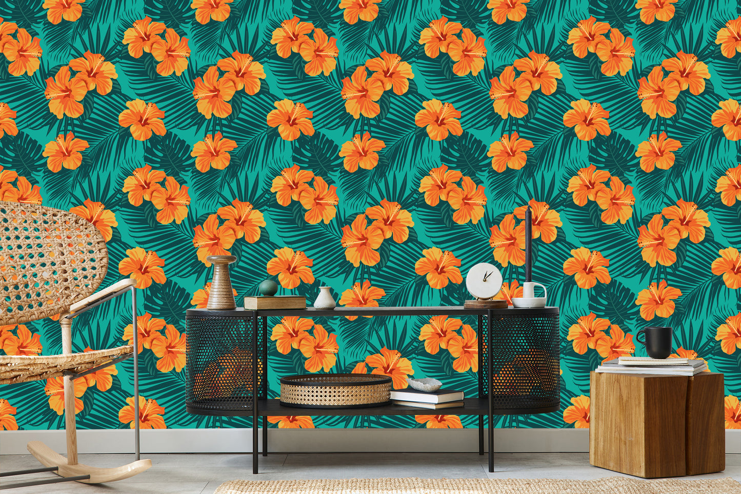 Wallpaper Exotic Leaves And Flowers