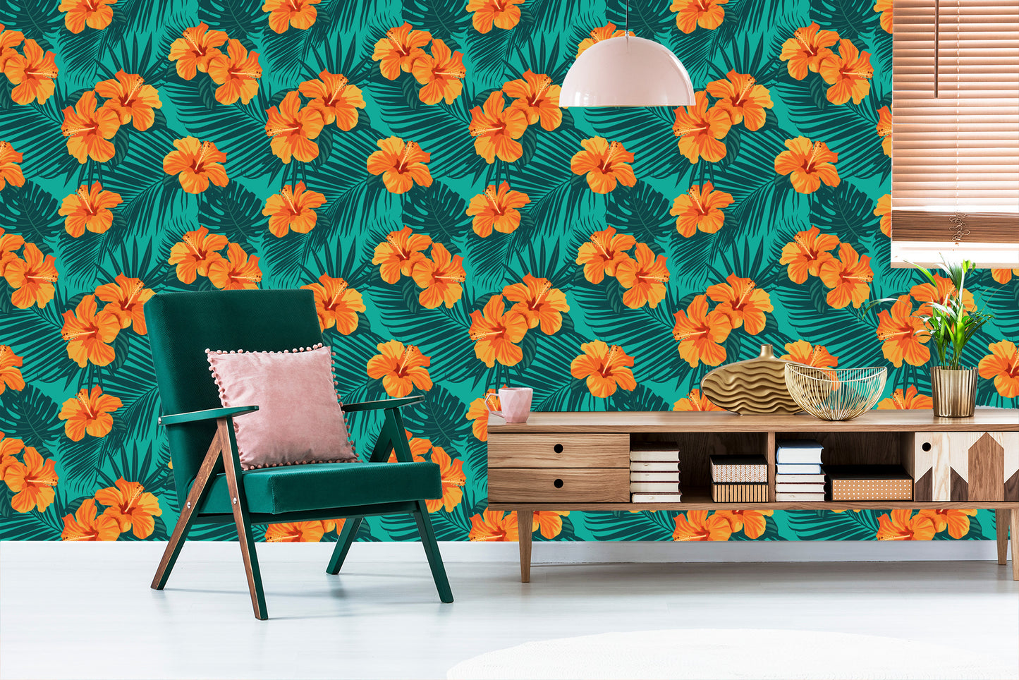 Wallpaper Exotic Leaves And Flowers