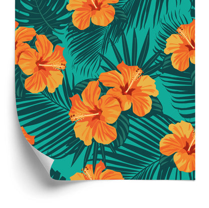 Wallpaper Exotic Leaves And Flowers