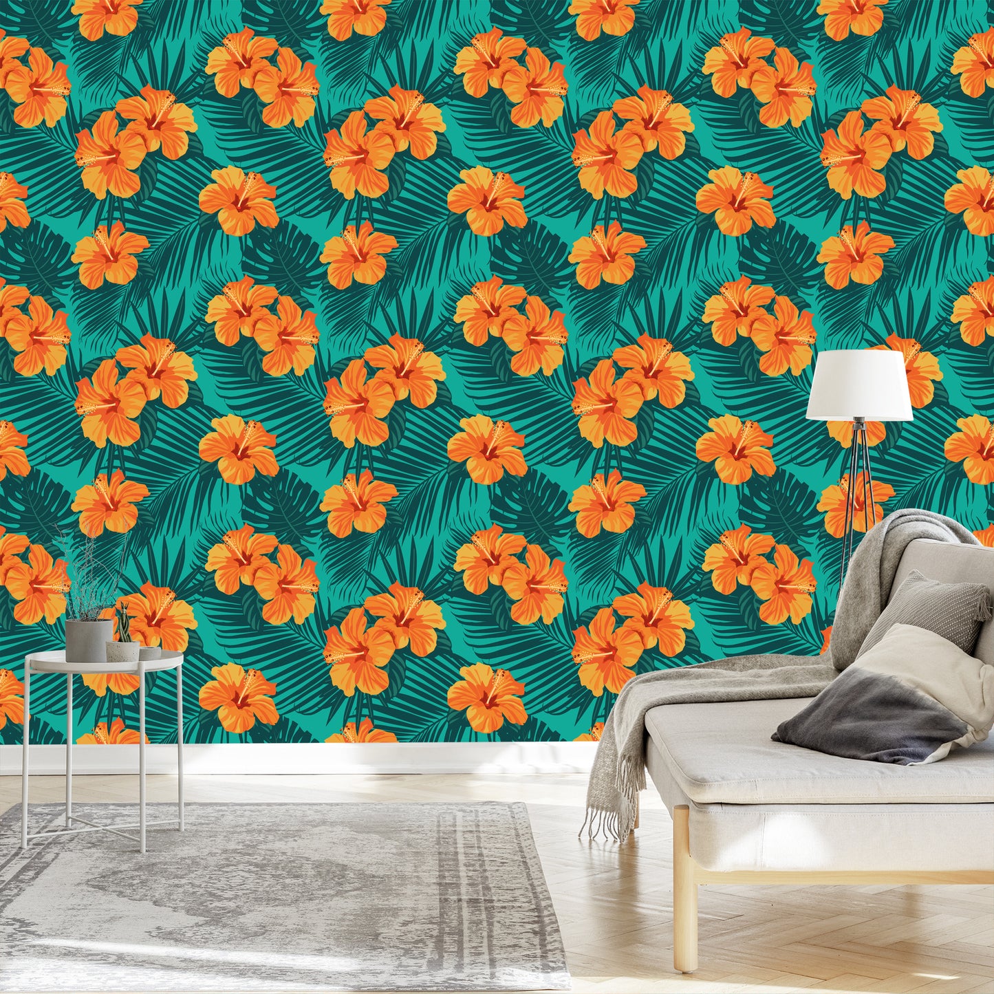 Wallpaper Exotic Leaves And Flowers