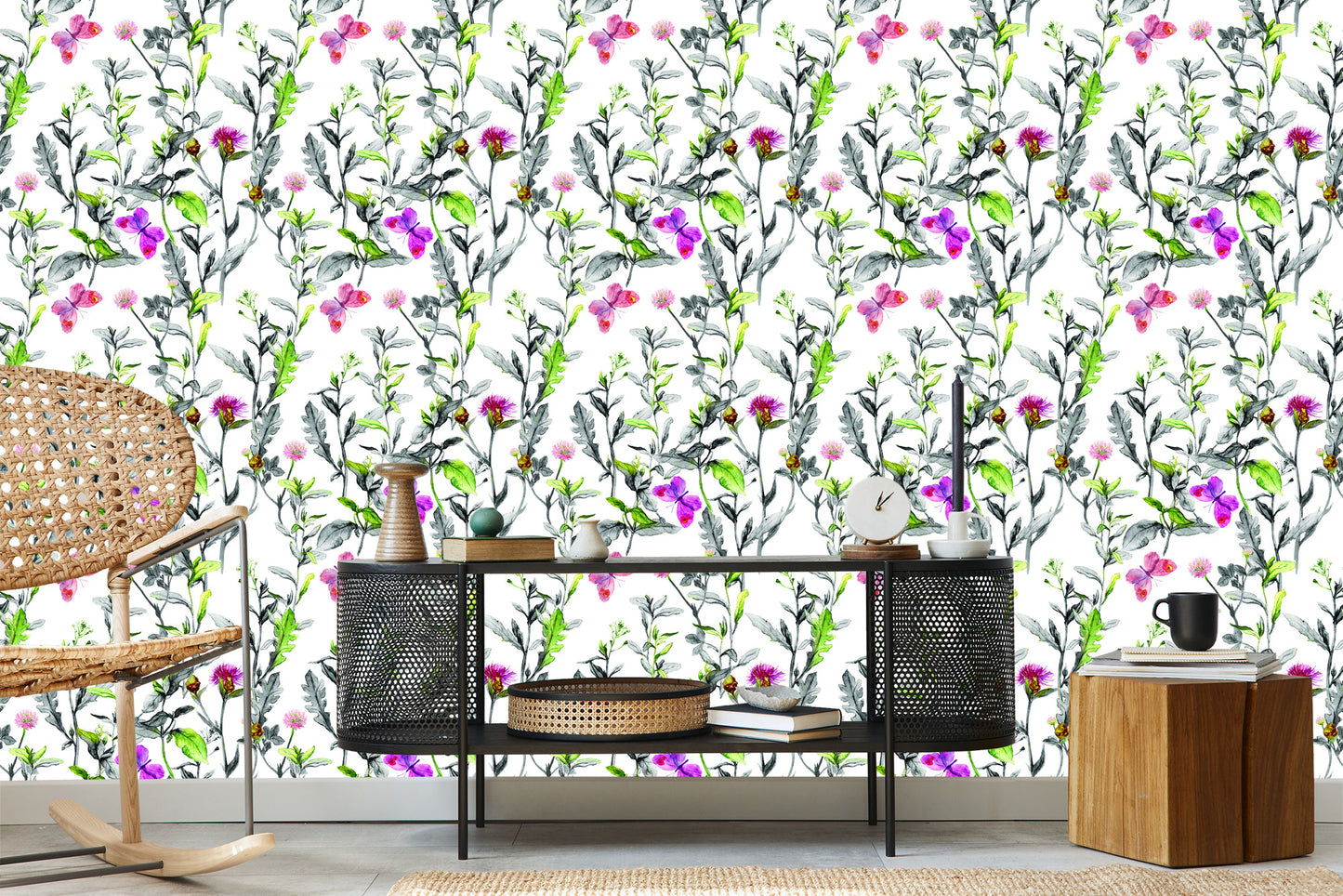 Wallpaper Watercolor Meadow Flowers