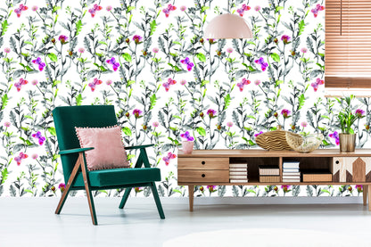 Wallpaper Watercolor Meadow Flowers