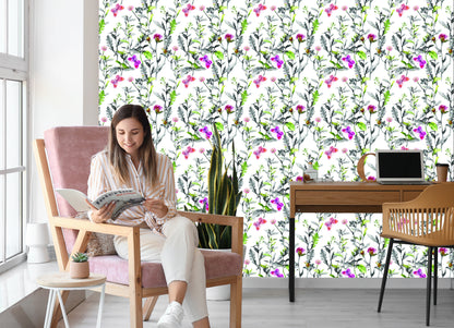Wallpaper Watercolor Meadow Flowers