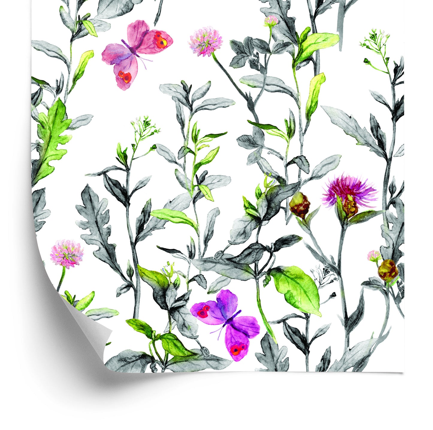 Wallpaper Watercolor Meadow Flowers