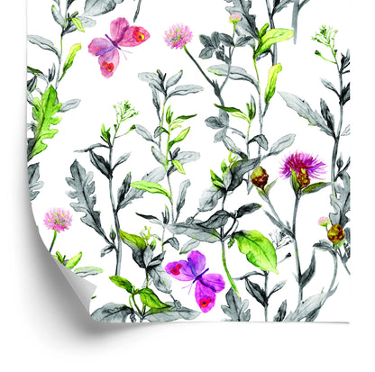 Wallpaper Watercolor Meadow Flowers